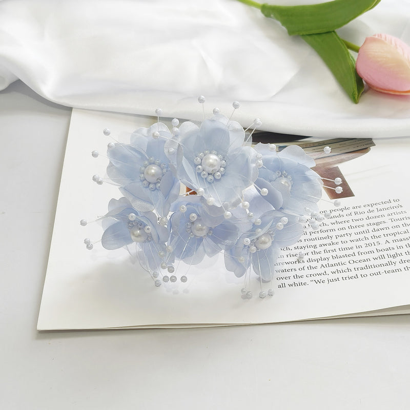 Luminous Pearl Flower Spray, 4.5" Beaded Floral Picks for DIY Wedding Decor, Corsage & Boutonniere Crafting, Ethereal Bridal Hair Accessories