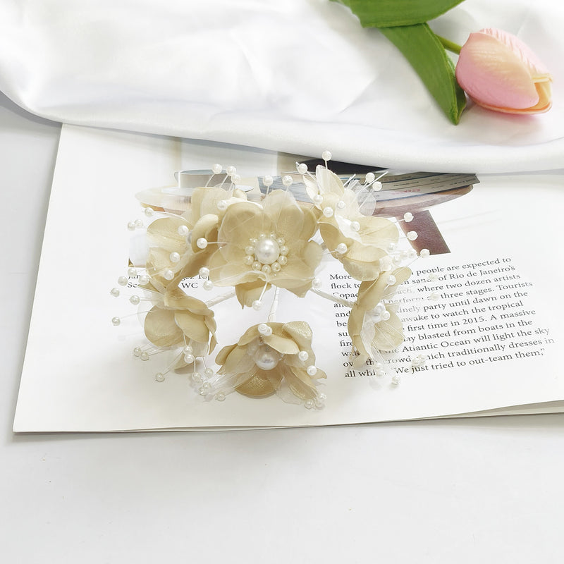 Luminous Pearl Flower Spray, 4.5" Beaded Floral Picks for DIY Wedding Decor, Corsage & Boutonniere Crafting, Ethereal Bridal Hair Accessories