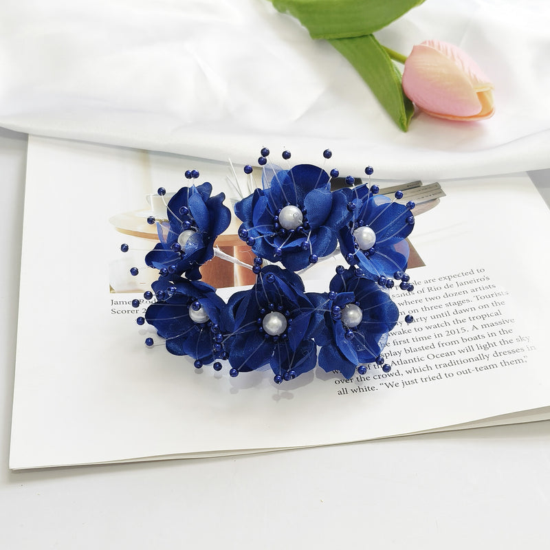 Luminous Pearl Flower Spray, 4.5" Beaded Floral Picks for DIY Wedding Decor, Corsage & Boutonniere Crafting, Ethereal Bridal Hair Accessories