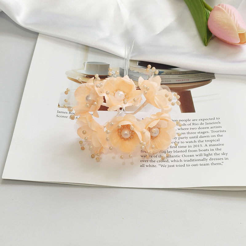 Luminous Pearl Flower Spray, 4.5" Beaded Floral Picks for DIY Wedding Decor, Corsage & Boutonniere Crafting, Ethereal Bridal Hair Accessories
