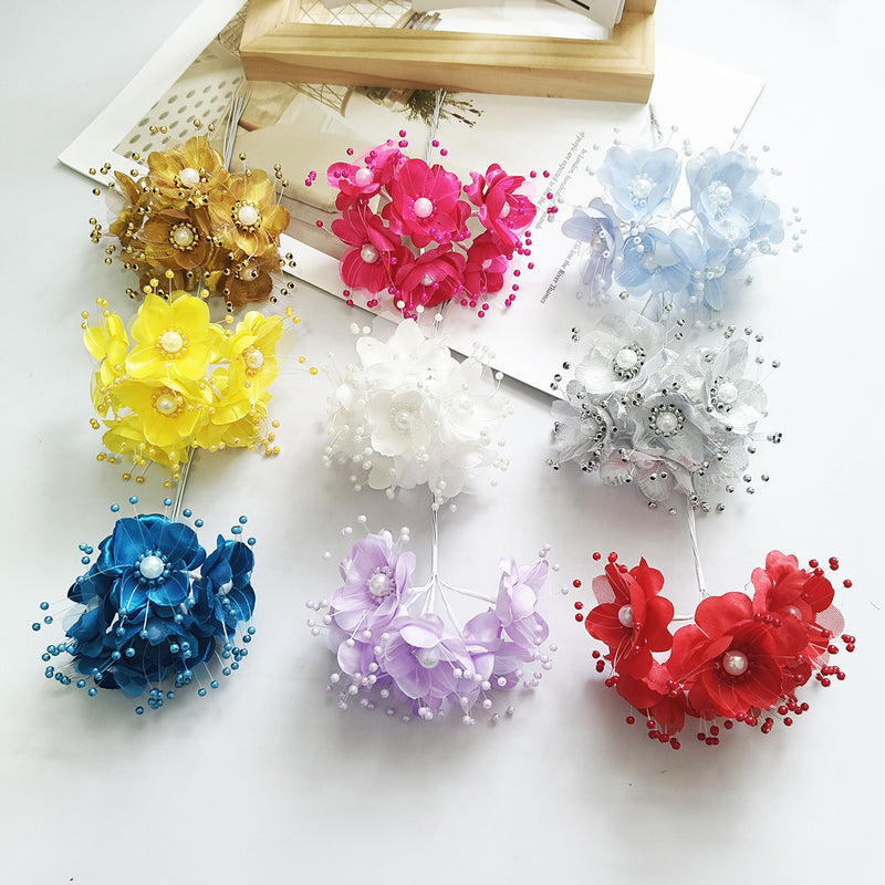 Luminous Pearl Flower Spray, 4.5" Beaded Floral Picks for DIY Wedding Decor, Corsage & Boutonniere Crafting, Ethereal Bridal Hair Accessories