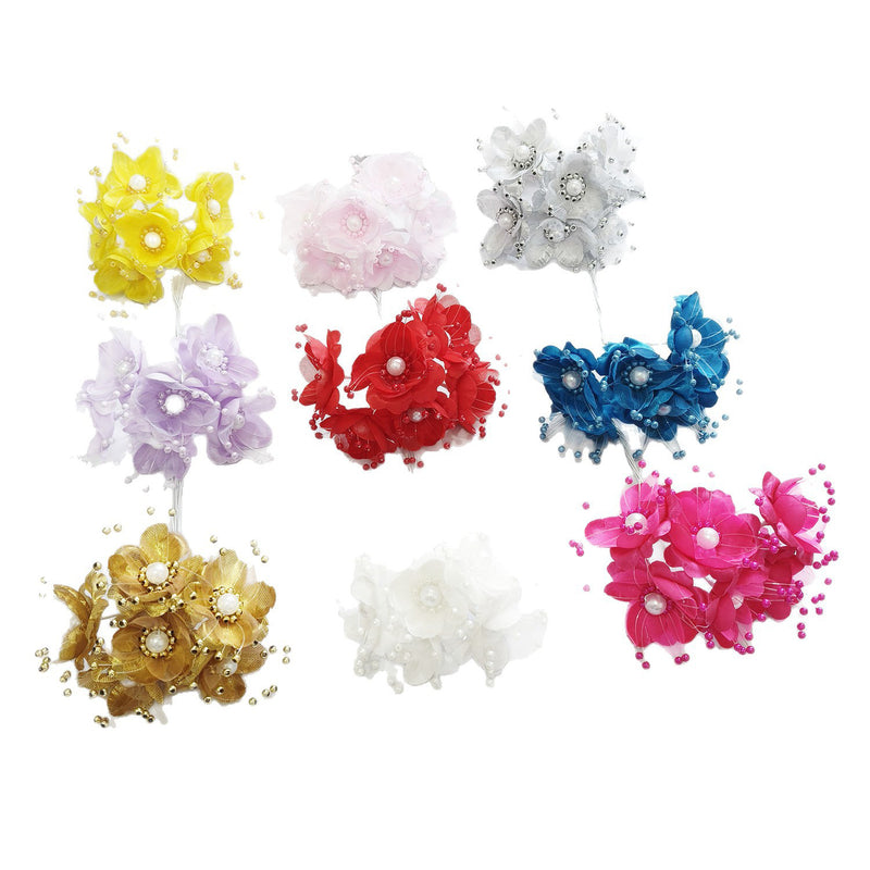Luminous Pearl Flower Spray, 4.5" Beaded Floral Picks for DIY Wedding Decor, Corsage & Boutonniere Crafting, Ethereal Bridal Hair Accessories