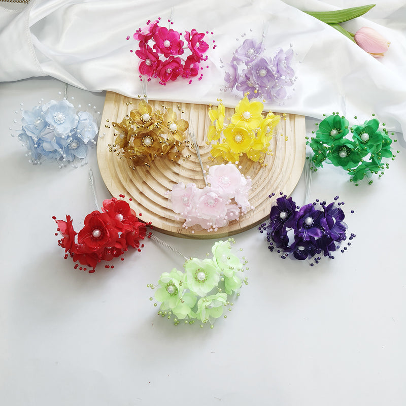 Luminous Pearl Flower Spray, 4.5" Beaded Floral Picks for DIY Wedding Decor, Corsage & Boutonniere Crafting, Ethereal Bridal Hair Accessories