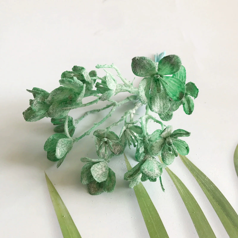 Ethereal Frosted Pine Spray, 6.5" Small Faux Greenery Stems for DIY, Realistic Filler for Wedding Bouquets, Corsages, Wreaths, Home Decor