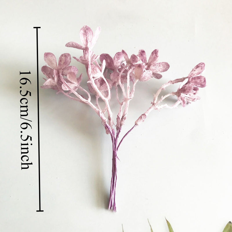 Ethereal Frosted Pine Spray, 6.5" Small Faux Greenery Stems for DIY, Realistic Filler for Wedding Bouquets, Corsages, Wreaths, Home Decor