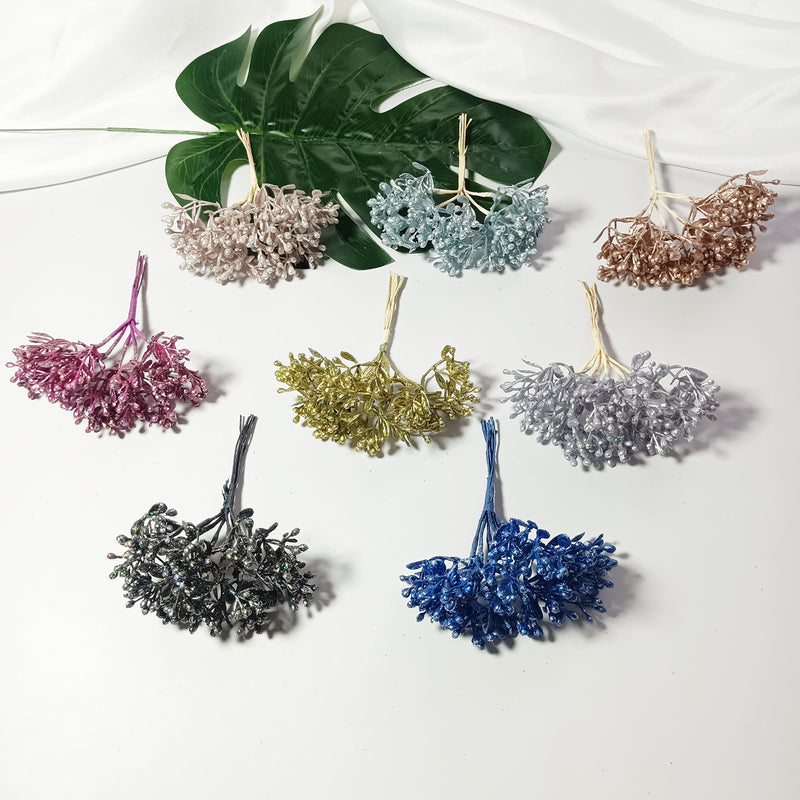 Dreamy Rainbow Berry Picks, 4" Small Faux Bud Stems for DIY Wedding Crafts, Boutonnieres, Floral Crowns & Home Decor