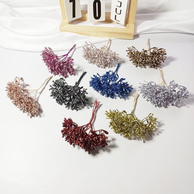 Dreamy Rainbow Berry Picks, 4" Small Faux Bud Stems for DIY Wedding Crafts, Boutonnieres, Floral Crowns & Home Decor