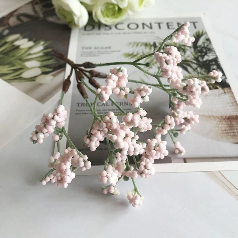 Frosted Faux Baby's Breath Bunch, 6.5" Small Artificial Gypsophila, Realistic Filler Flowers for DIY Wedding Bouquets, Bulk Crafts, Home Decor