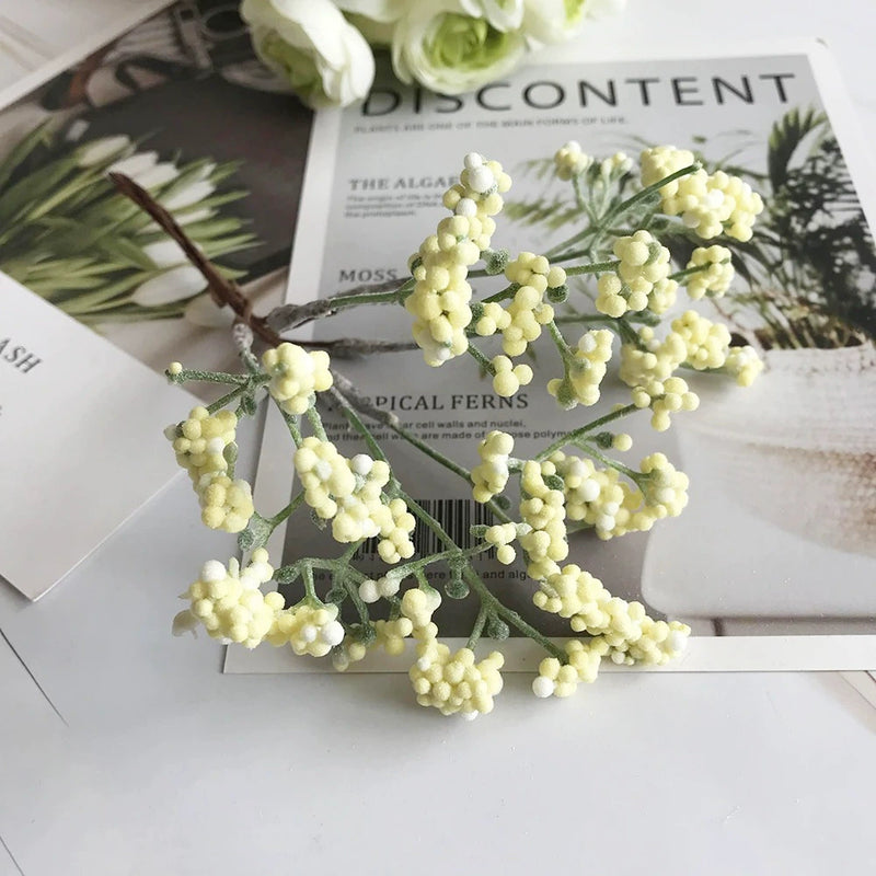 Frosted Faux Baby's Breath Bunch, 6.5" Small Artificial Gypsophila, Realistic Filler Flowers for DIY Wedding Bouquets, Bulk Crafts, Home Decor