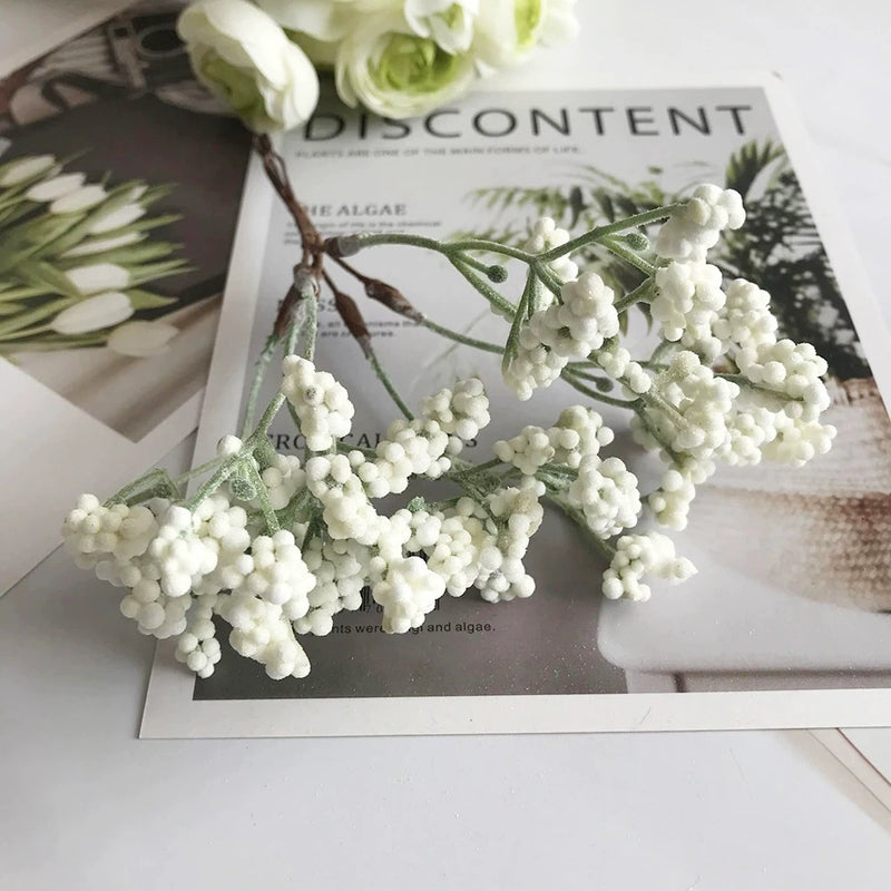 Frosted Faux Baby's Breath Bunch, 6.5" Small Artificial Gypsophila, Realistic Filler Flowers for DIY Wedding Bouquets, Bulk Crafts, Home Decor