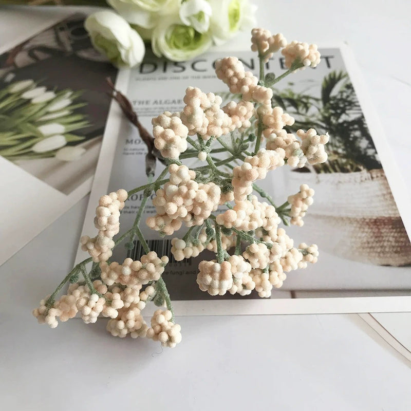 Frosted Faux Baby's Breath Bunch, 6.5" Small Artificial Gypsophila, Realistic Filler Flowers for DIY Wedding Bouquets, Bulk Crafts, Home Decor