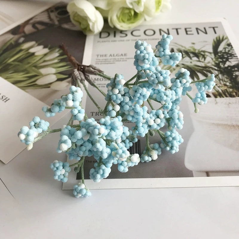 Frosted Faux Baby's Breath Bunch, 6.5" Small Artificial Gypsophila, Realistic Filler Flowers for DIY Wedding Bouquets, Bulk Crafts, Home Decor