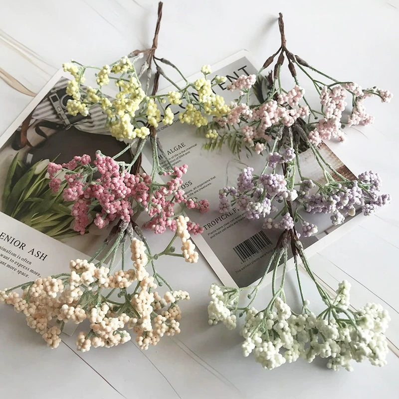 Frosted Faux Baby's Breath Bunch, 6.5" Small Artificial Gypsophila, Realistic Filler Flowers for DIY Wedding Bouquets, Bulk Crafts, Home Decor