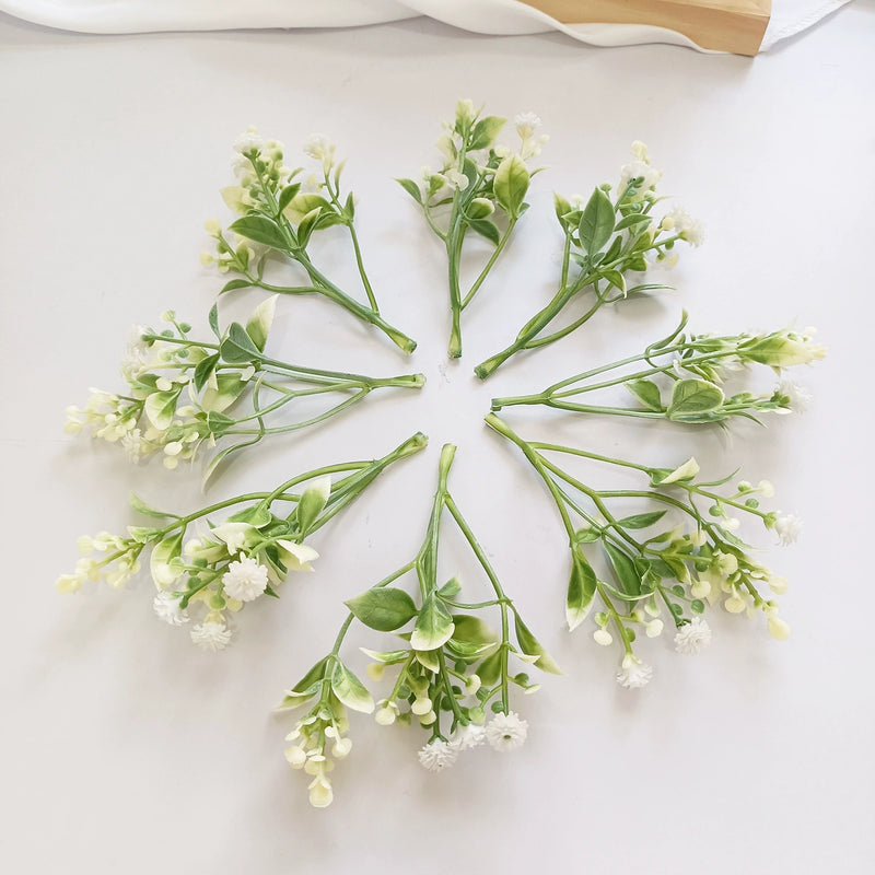 Ethereal Baby's Breath Flower Heads, 4.5" Small Faux Gypsophila Sprigs, Realistic Filler for DIY Wedding Bouquets, Wreaths, Corsages & Home Decor