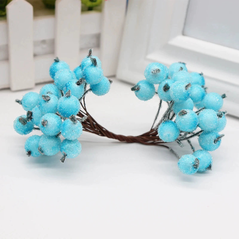 Frosted Berry Picks, 40pc Mini 0.5" Berries on 5.5" Wired Stems, Realistic Faux Floral Accents for DIY Wedding Bouquets, Wreaths & Holiday Decor