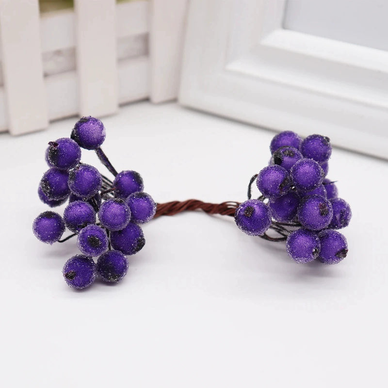Frosted Berry Picks, 40pc Mini 0.5" Berries on 5.5" Wired Stems, Realistic Faux Floral Accents for DIY Wedding Bouquets, Wreaths & Holiday Decor