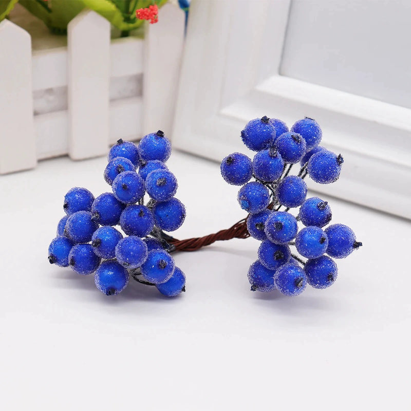 Frosted Berry Picks, 40pc Mini 0.5" Berries on 5.5" Wired Stems, Realistic Faux Floral Accents for DIY Wedding Bouquets, Wreaths & Holiday Decor