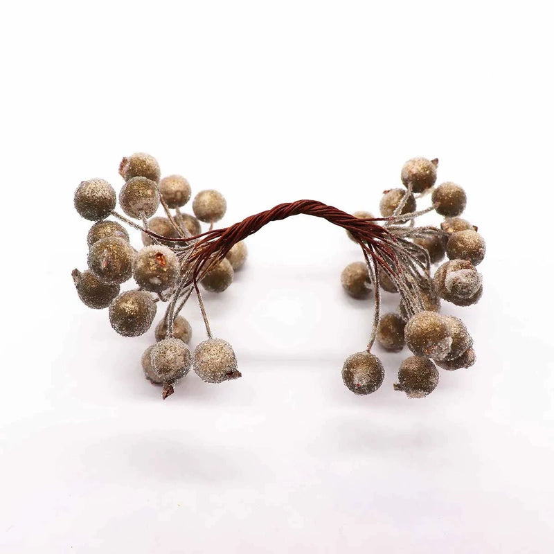 Frosted Berry Picks, 40pc Mini 0.5" Berries on 5.5" Wired Stems, Realistic Faux Floral Accents for DIY Wedding Bouquets, Wreaths & Holiday Decor