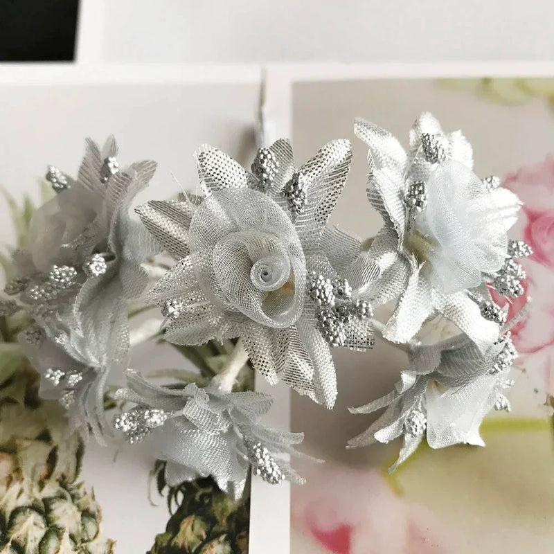 Faux Peony Flower Head, 4.5" Gold & Silver Metallic Rose for DIY Wedding Decor, Corsages, Wreaths, Glamorous Holiday & Event Crafts