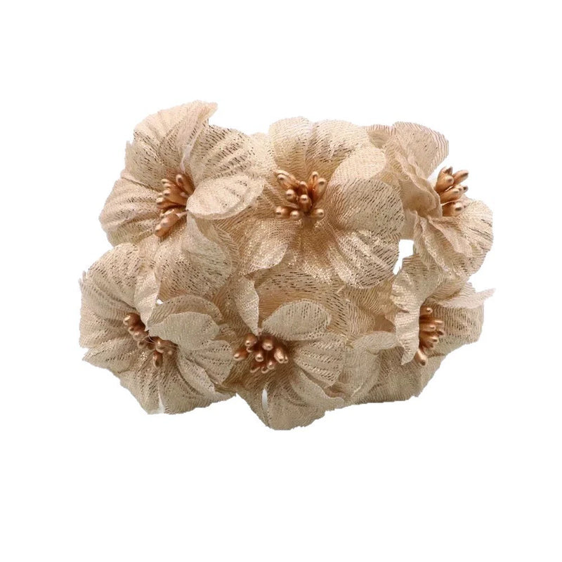 Faux Peony Flower Head, 4.5" Gold & Silver Metallic Rose for DIY Wedding Decor, Corsages, Wreaths, Glamorous Holiday & Event Crafts