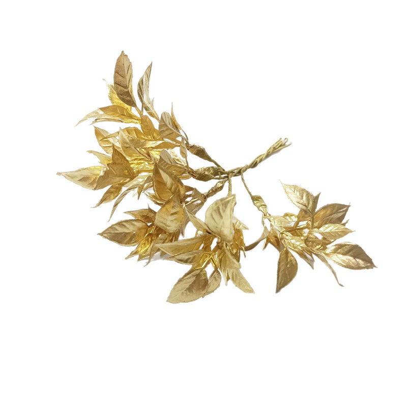 Gold Leaf Spray, 5.5" Gilded Faux Leaves, Metallic Accent Pick for DIY Wedding Corsages, Boutonnieres, Wreaths & Holiday Crafts