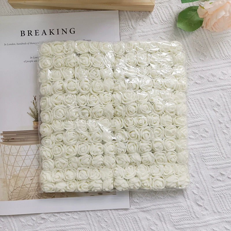 144pcs 1" Mini Foam Roses with Lace, Bulk Faux Flowers for DIY Wedding Bouquets, Corsages, Wreaths, Centerpieces & Home Decor