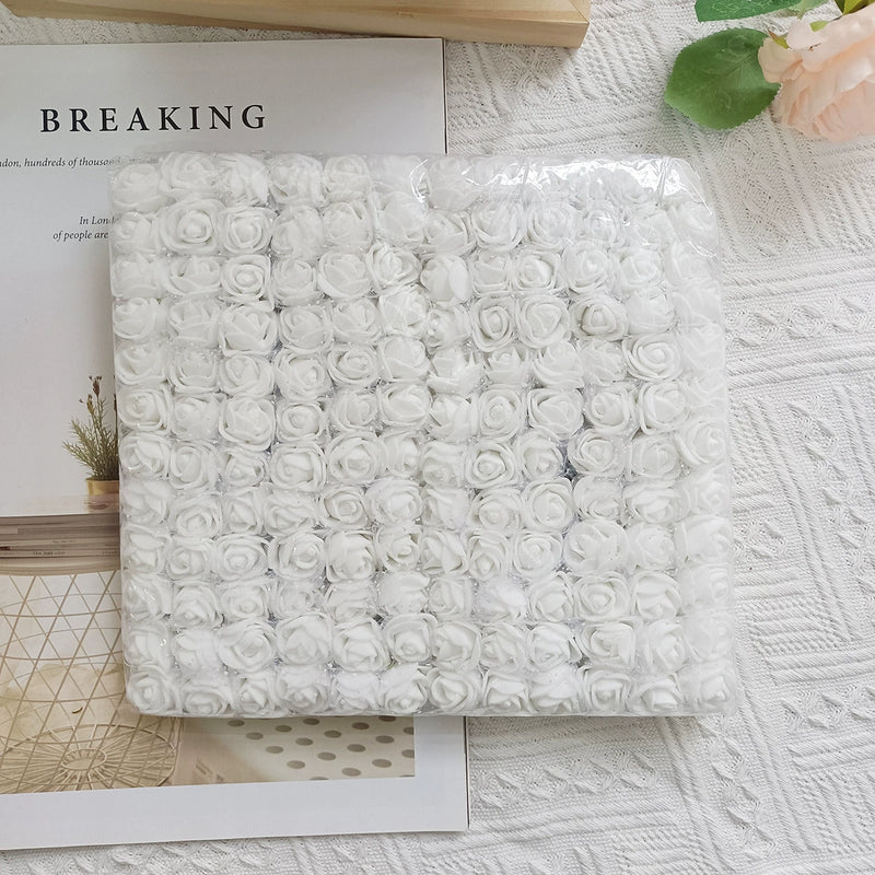 144pcs 1" Mini Foam Roses with Lace, Bulk Faux Flowers for DIY Wedding Bouquets, Corsages, Wreaths, Centerpieces & Home Decor