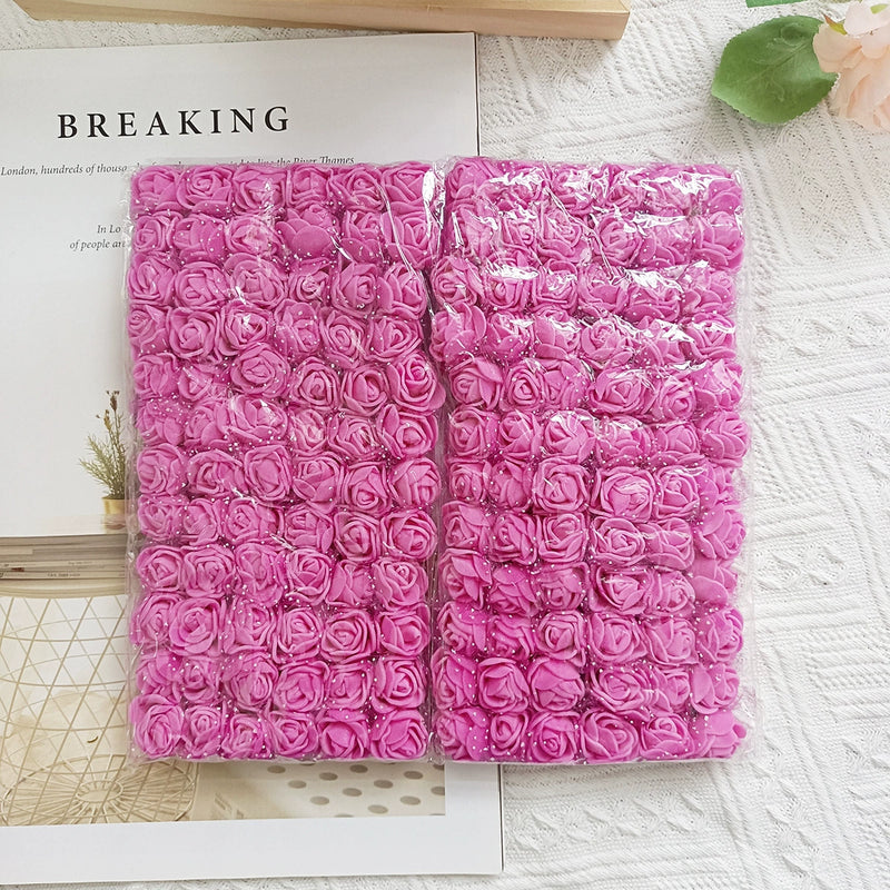 144pcs 1" Mini Foam Roses with Lace, Bulk Faux Flowers for DIY Wedding Bouquets, Corsages, Wreaths, Centerpieces & Home Decor