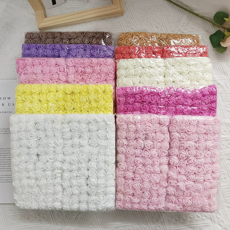 144pcs 1" Mini Foam Roses with Lace, Bulk Faux Flowers for DIY Wedding Bouquets, Corsages, Wreaths, Centerpieces & Home Decor