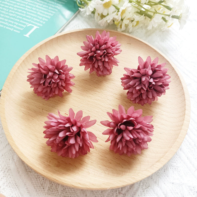 Realistic Wildflower Heads, 1.5" Silk Faux Flowers for DIY Wedding Boutonnières, Crafting, Home Decor, Bulk Flower Supplies