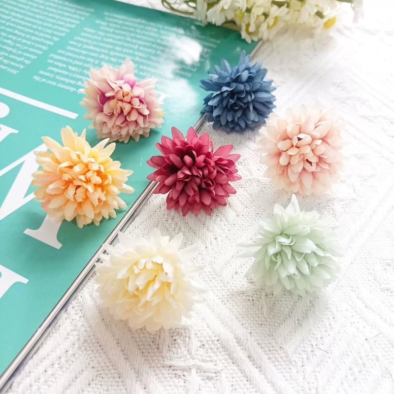 Realistic Wildflower Heads, 1.5" Silk Faux Flowers for DIY Wedding Boutonnières, Crafting, Home Decor, Bulk Flower Supplies