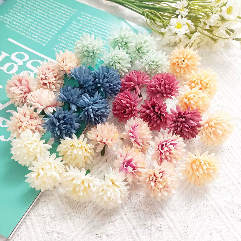 Realistic Wildflower Heads, 1.5" Silk Faux Flowers for DIY Wedding Boutonnières, Crafting, Home Decor, Bulk Flower Supplies