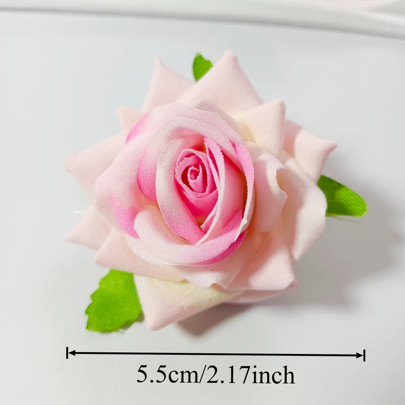 2" Velvet Rose Flower Heads, Lush Faux Roses for DIY Wedding Bouquets, Arch Decor, Centerpieces, Corsages, Realistic Artificial Flowers