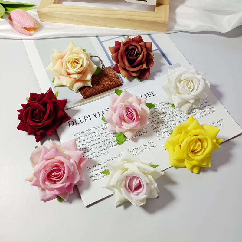 2" Velvet Rose Flower Heads, Lush Faux Roses for DIY Wedding Bouquets, Arch Decor, Centerpieces, Corsages, Realistic Artificial Flowers