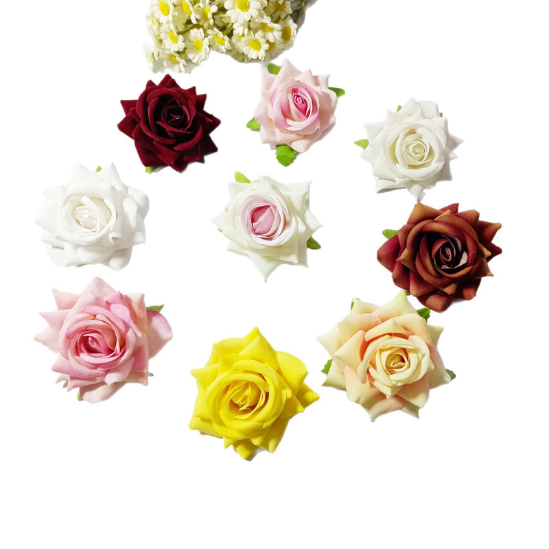 2" Velvet Rose Flower Heads, Lush Faux Roses for DIY Wedding Bouquets, Arch Decor, Centerpieces, Corsages, Realistic Artificial Flowers