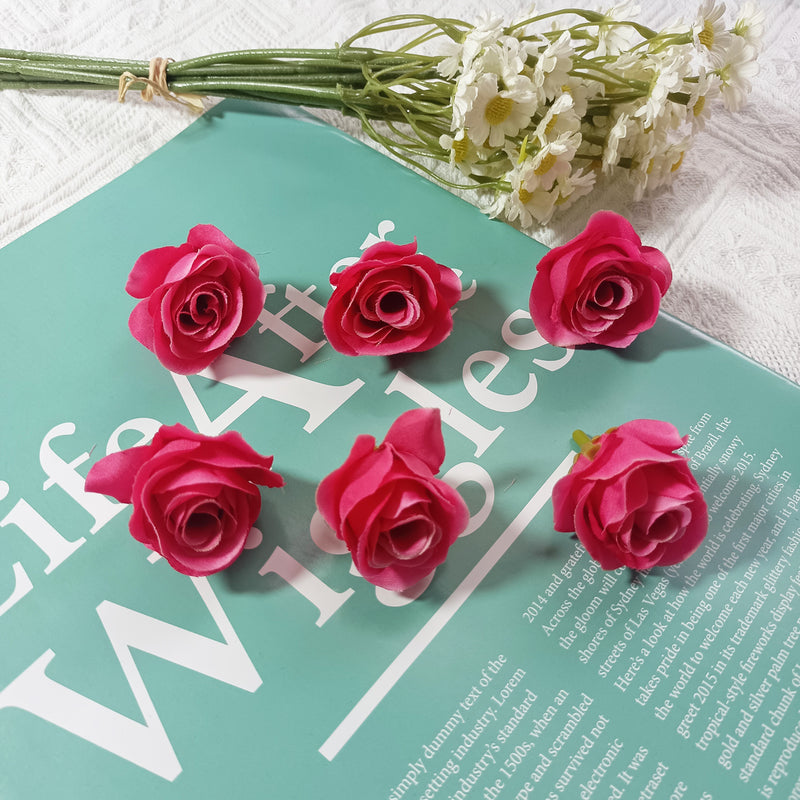 1.5" Mini Rose Flower Heads, Realistic Faux Silk Roses for DIY Wedding Decor, Corsages, Crafts & Centerpieces, Bulk Wholesale Pricing