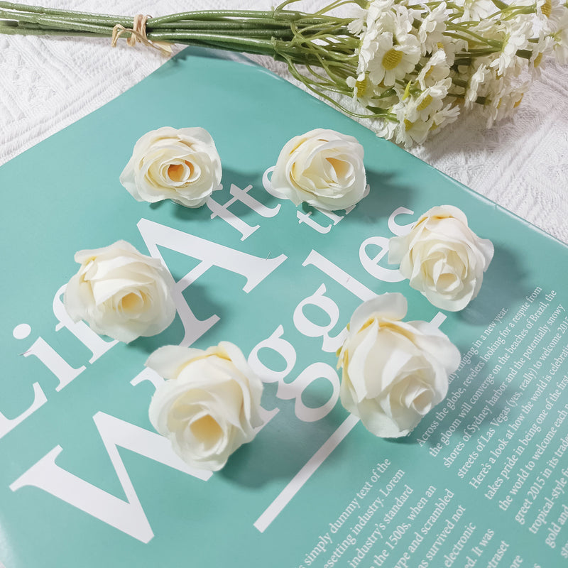 1.5" Mini Rose Flower Heads, Realistic Faux Silk Roses for DIY Wedding Decor, Corsages, Crafts & Centerpieces, Bulk Wholesale Pricing