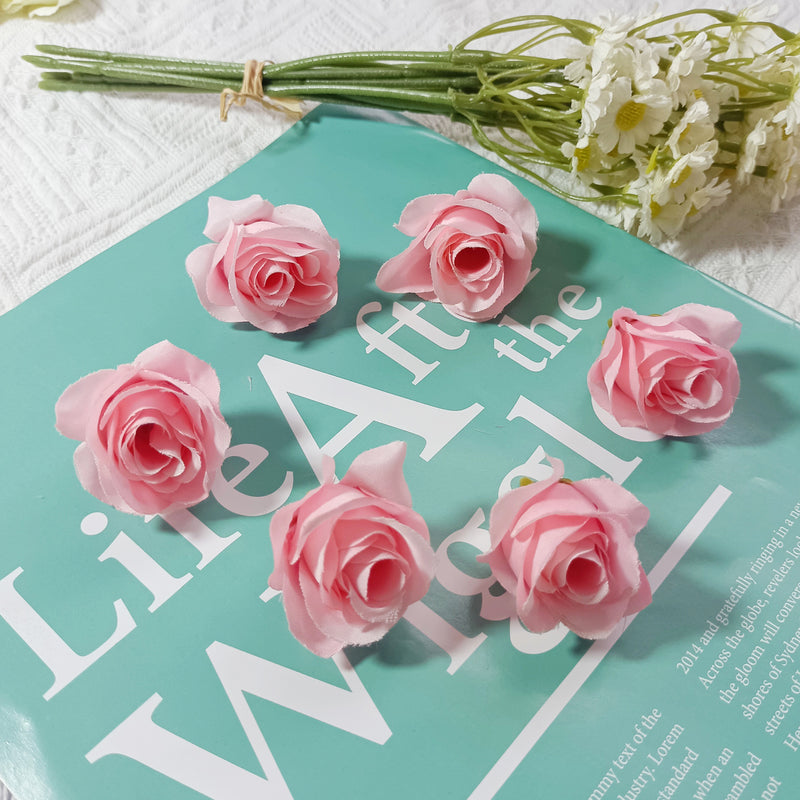 1.5" Mini Rose Flower Heads, Realistic Faux Silk Roses for DIY Wedding Decor, Corsages, Crafts & Centerpieces, Bulk Wholesale Pricing