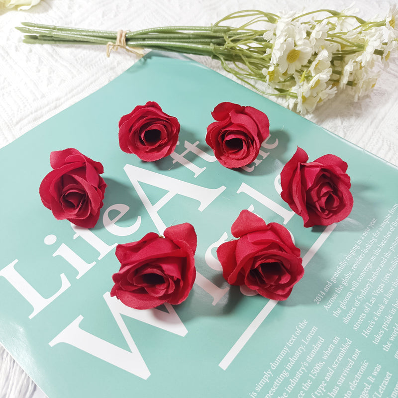 1.5" Mini Rose Flower Heads, Realistic Faux Silk Roses for DIY Wedding Decor, Corsages, Crafts & Centerpieces, Bulk Wholesale Pricing