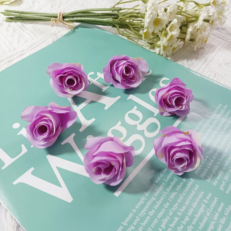 1.5" Mini Rose Flower Heads, Realistic Faux Silk Roses for DIY Wedding Decor, Corsages, Crafts & Centerpieces, Bulk Wholesale Pricing