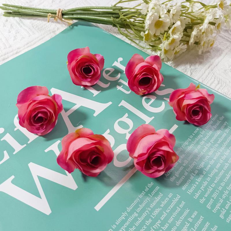 1.5" Mini Rose Flower Heads, Realistic Faux Silk Roses for DIY Wedding Decor, Corsages, Crafts & Centerpieces, Bulk Wholesale Pricing