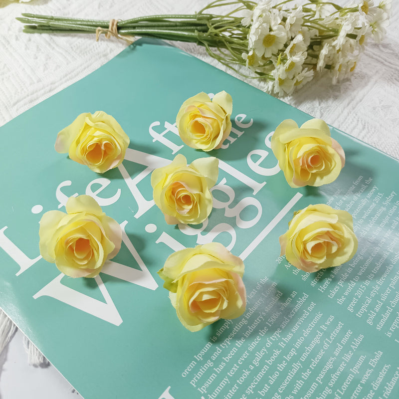 1.5" Mini Rose Flower Heads, Realistic Faux Silk Roses for DIY Wedding Decor, Corsages, Crafts & Centerpieces, Bulk Wholesale Pricing