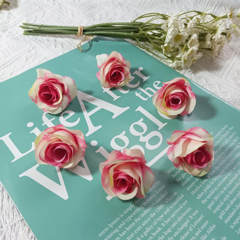 1.5" Mini Rose Flower Heads, Realistic Faux Silk Roses for DIY Wedding Decor, Corsages, Crafts & Centerpieces, Bulk Wholesale Pricing