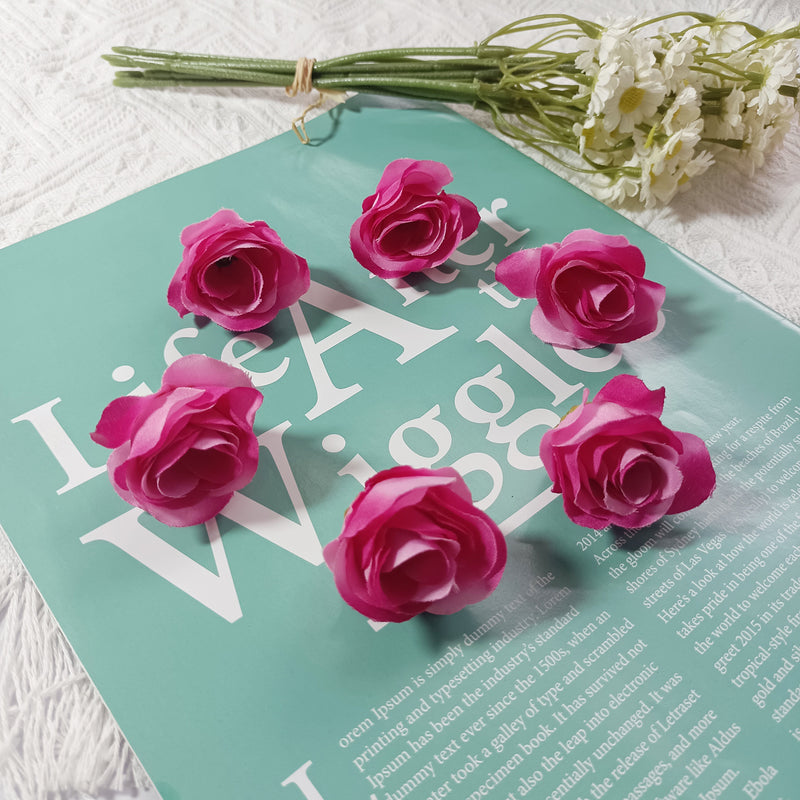 1.5" Mini Rose Flower Heads, Realistic Faux Silk Roses for DIY Wedding Decor, Corsages, Crafts & Centerpieces, Bulk Wholesale Pricing