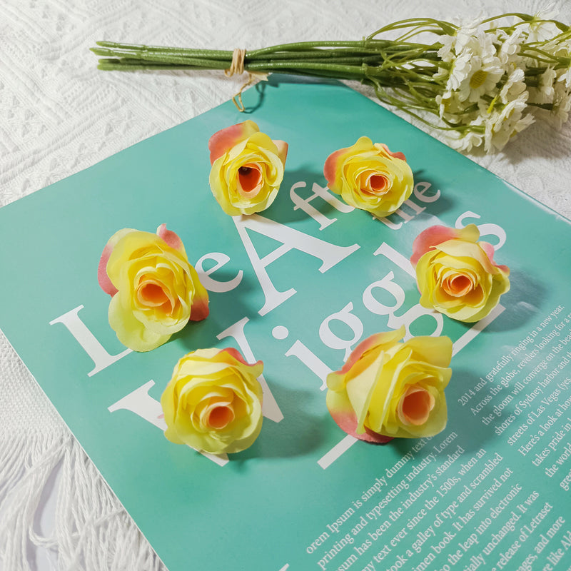 1.5" Mini Rose Flower Heads, Realistic Faux Silk Roses for DIY Wedding Decor, Corsages, Crafts & Centerpieces, Bulk Wholesale Pricing