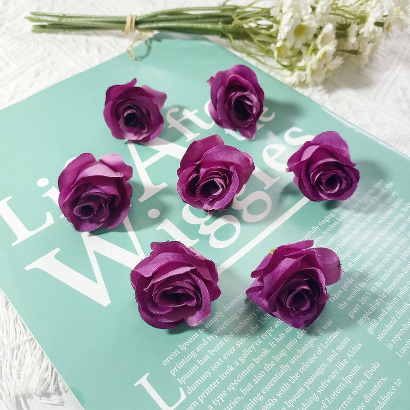 1.5" Mini Rose Flower Heads, Realistic Faux Silk Roses for DIY Wedding Decor, Corsages, Crafts & Centerpieces, Bulk Wholesale Pricing