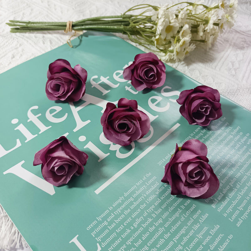 1.5" Mini Rose Flower Heads, Realistic Faux Silk Roses for DIY Wedding Decor, Corsages, Crafts & Centerpieces, Bulk Wholesale Pricing