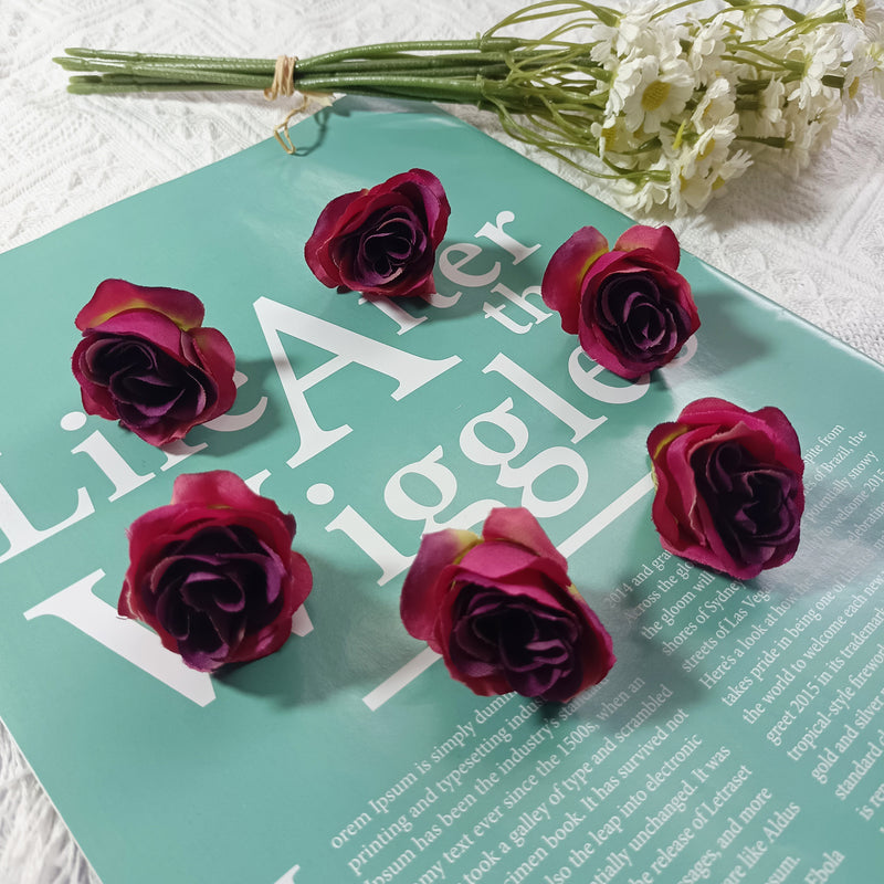 1.5" Mini Rose Flower Heads, Realistic Faux Silk Roses for DIY Wedding Decor, Corsages, Crafts & Centerpieces, Bulk Wholesale Pricing