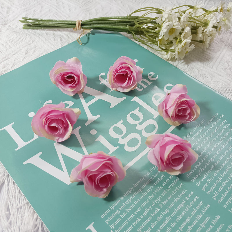 1.5" Mini Rose Flower Heads, Realistic Faux Silk Roses for DIY Wedding Decor, Corsages, Crafts & Centerpieces, Bulk Wholesale Pricing