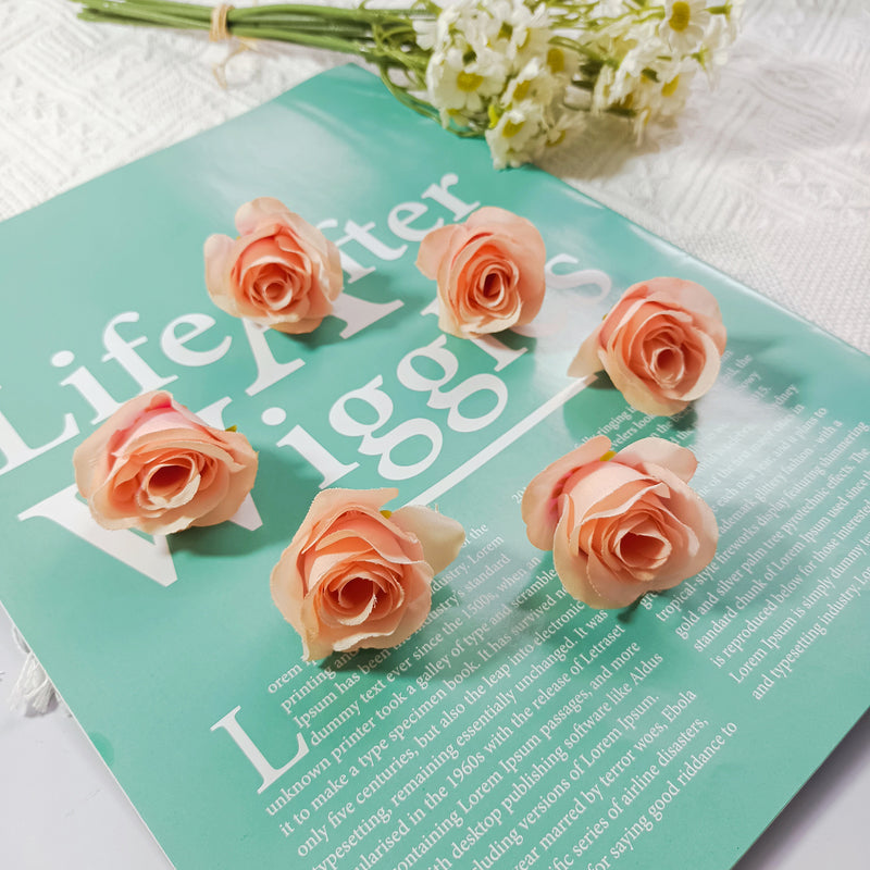 1.5" Mini Rose Flower Heads, Realistic Faux Silk Roses for DIY Wedding Decor, Corsages, Crafts & Centerpieces, Bulk Wholesale Pricing